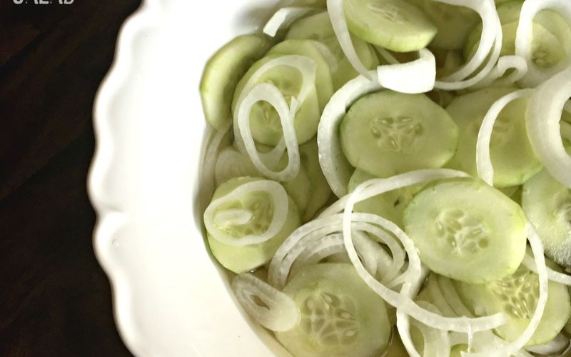 Old fashioned cucumbers and onions in vinegar